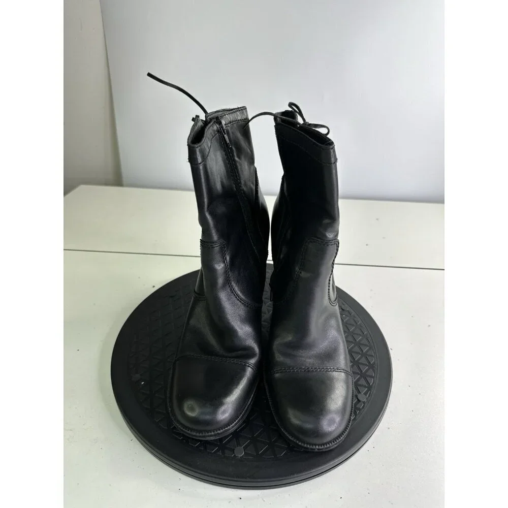 Vtg Nine West Genuine Leather Heeled Square Toe Boots 90s Y2K Sz 9 M
